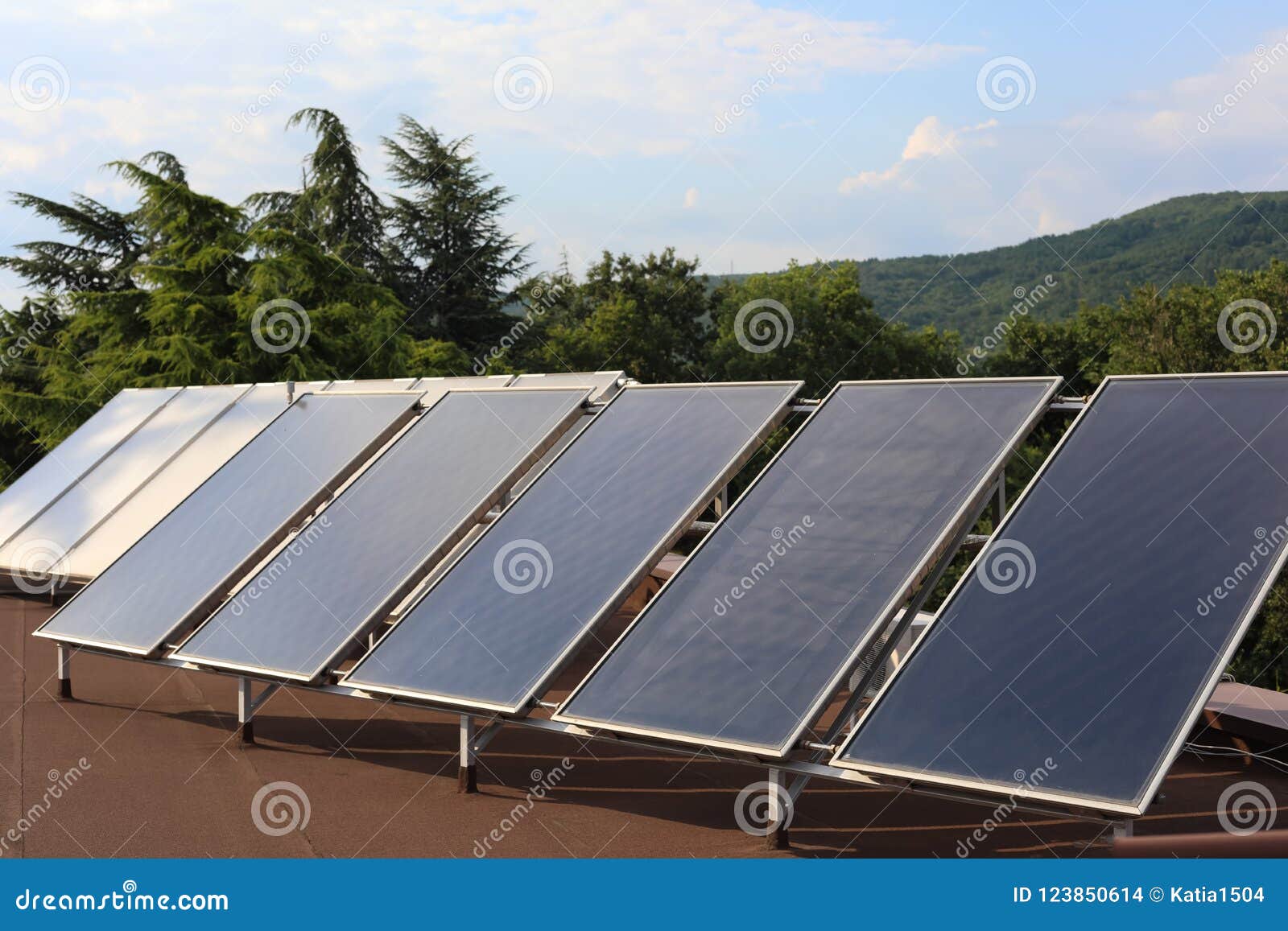 Solar Panels Installed on the Roof in Bulgaria Stock Photo Image of