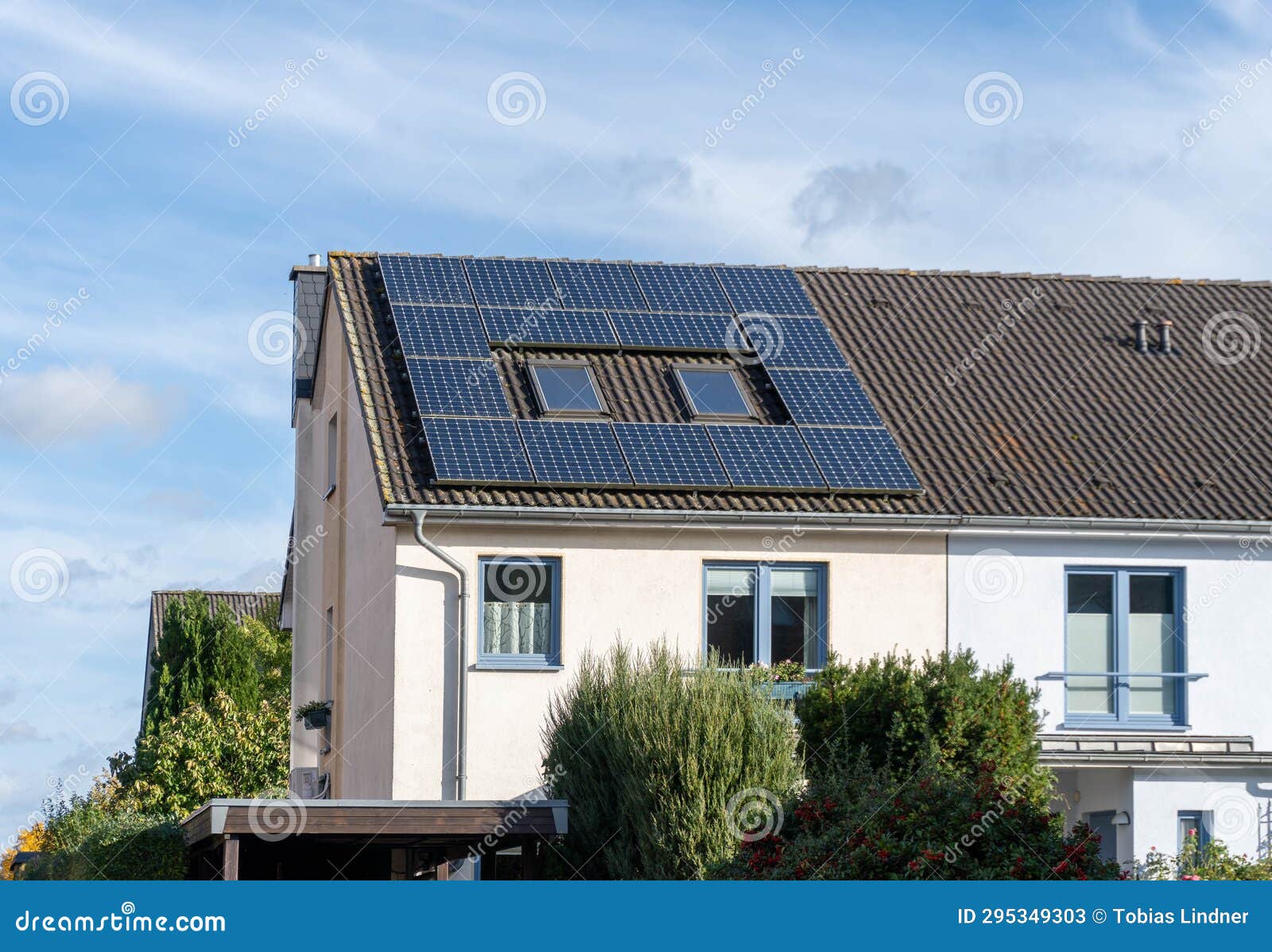 Solar Panels Installed on the Roof of a House Stock Image Image of
