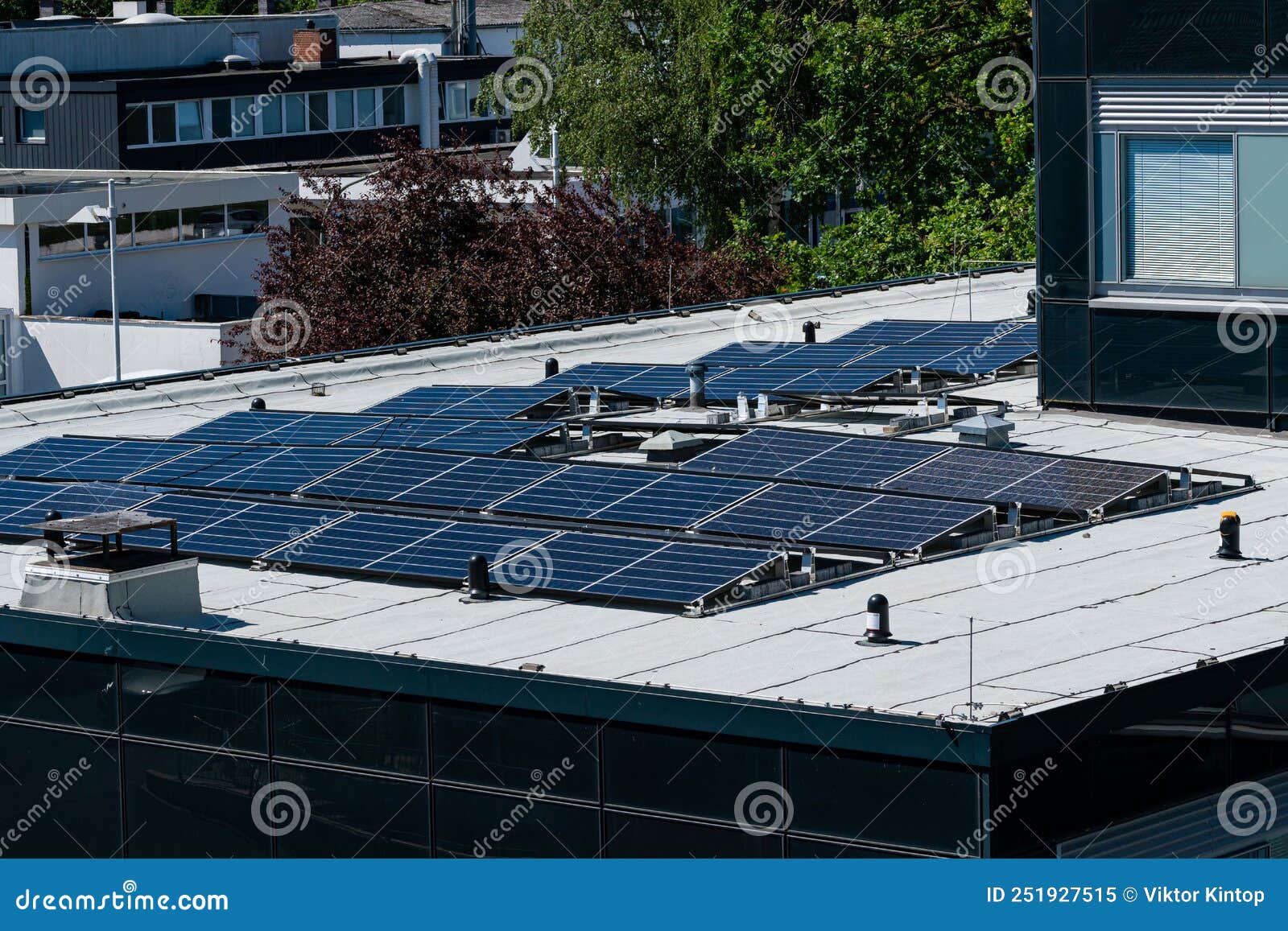 solar panels on the roof of an administrative building