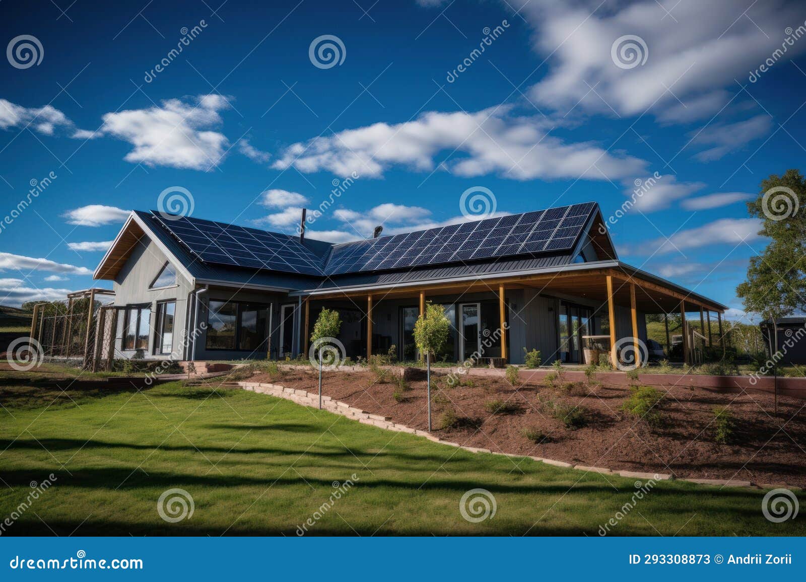 solar panels on roof of the house renewable energy