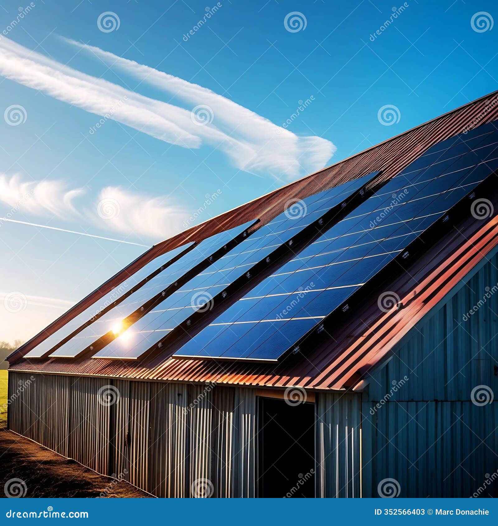 solar panels on metal shed roof