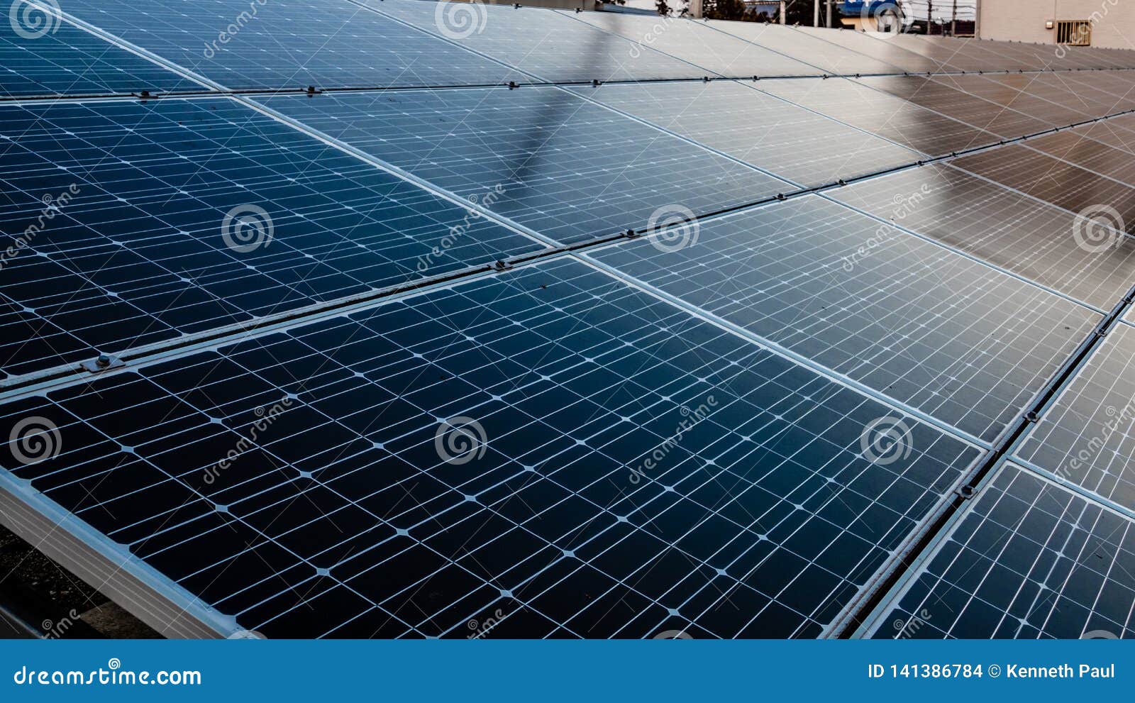 Solar Panels in Urban Area, Alternative Energy Stock Photo Image of