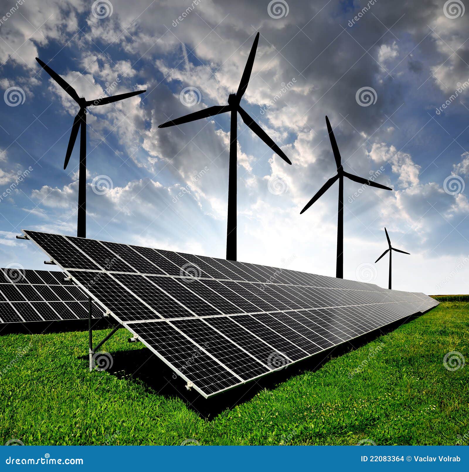 Solar Panels and Wind Turbine Stock Photo Image of outdoor, high