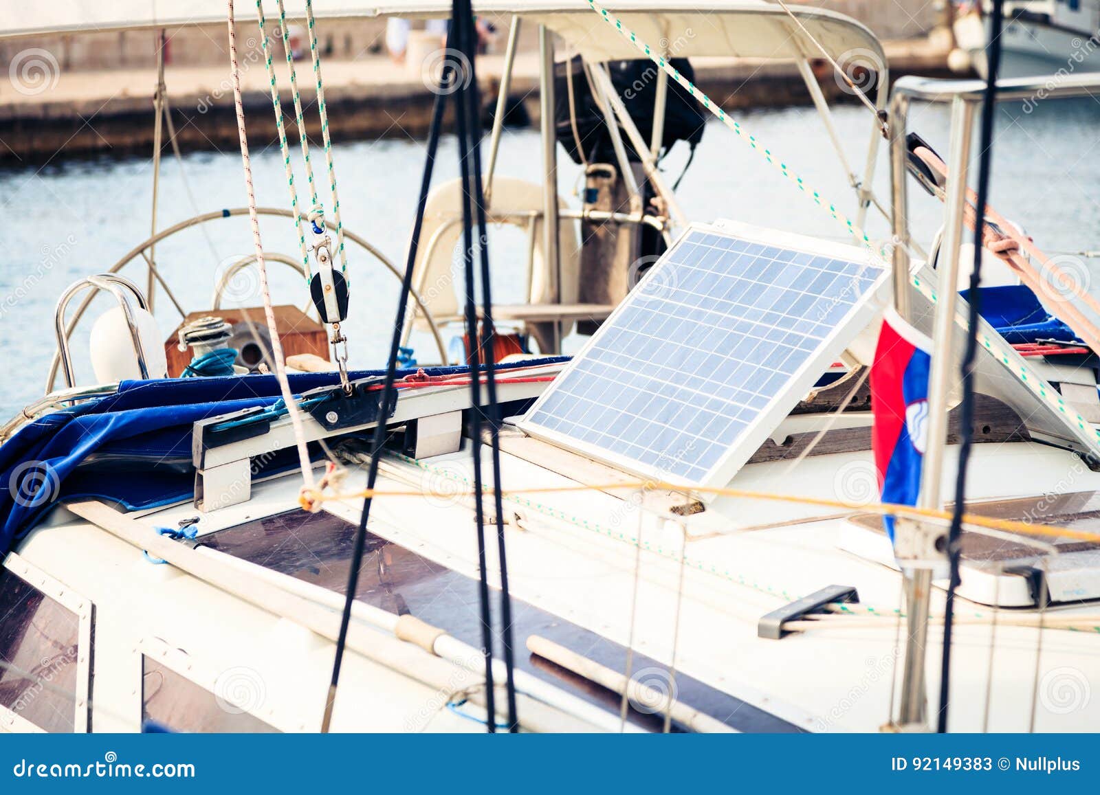 Solar Panels on Yacht stock image. Image of travelling 92149383