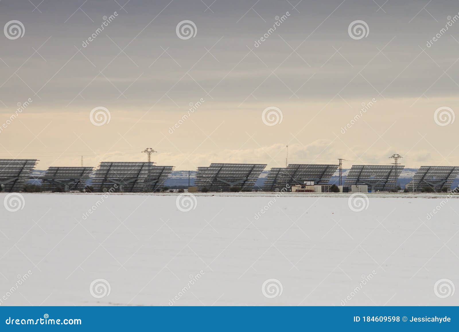 solar pannels in snowy landscape