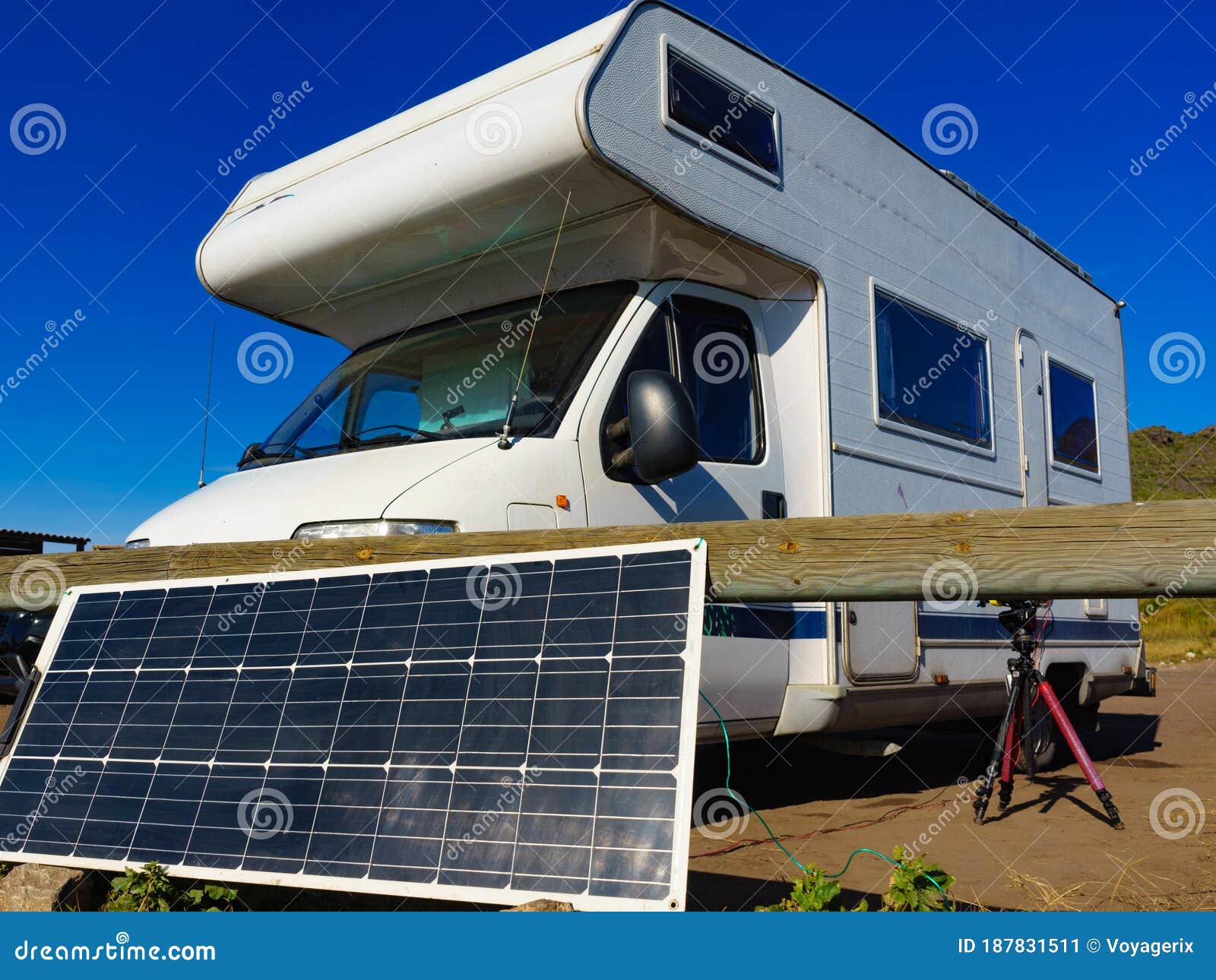 Solar Photovoltaic Panel at Camper Caravan Stock Image - Image of ...