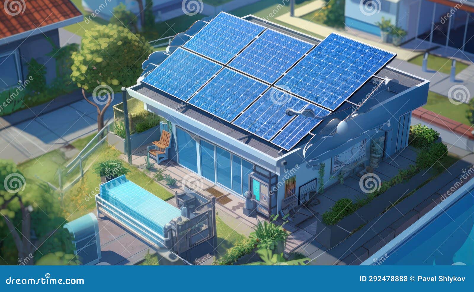 solar photovoltaic panels on house roof