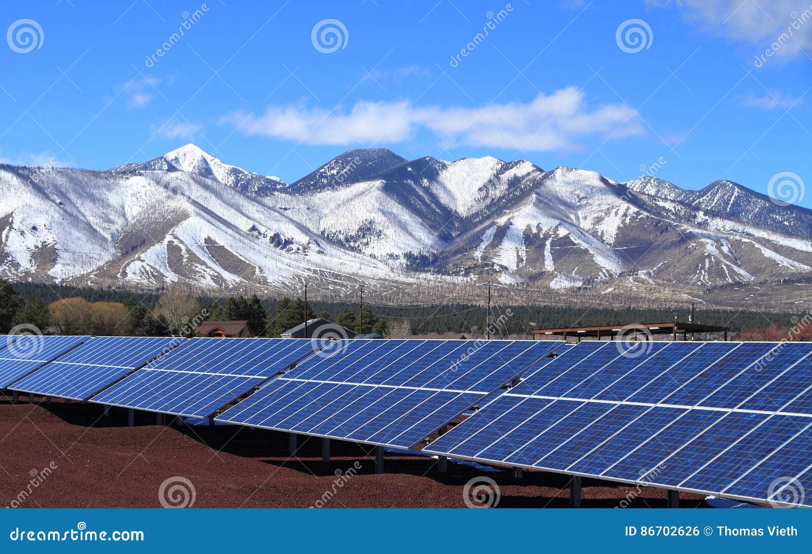 solar power plant at the foot of san francisco peaks - flagstaff, arizona/usa