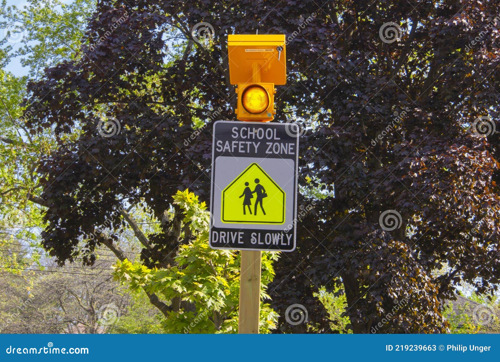 Blinking School Safety Zone Sign Stock Image Image of blinking, blue