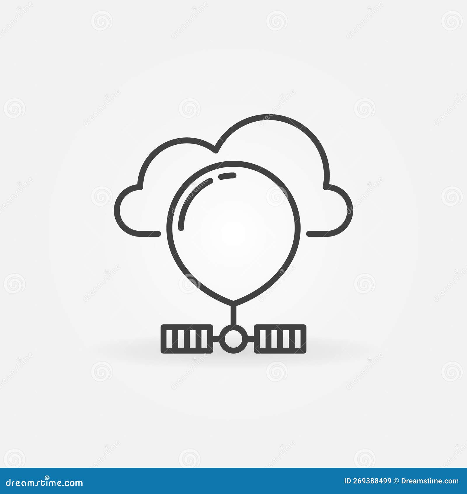 Solar Powered Spy Radiosonde in Cloud Vector Concept Linear Icon Stock