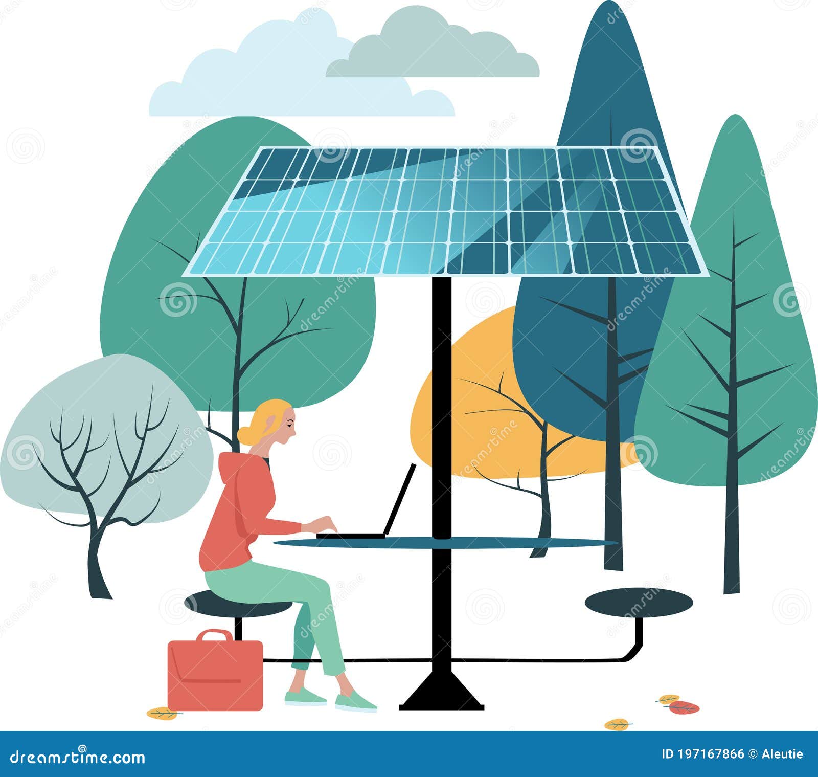 solar powered table for remote employee
