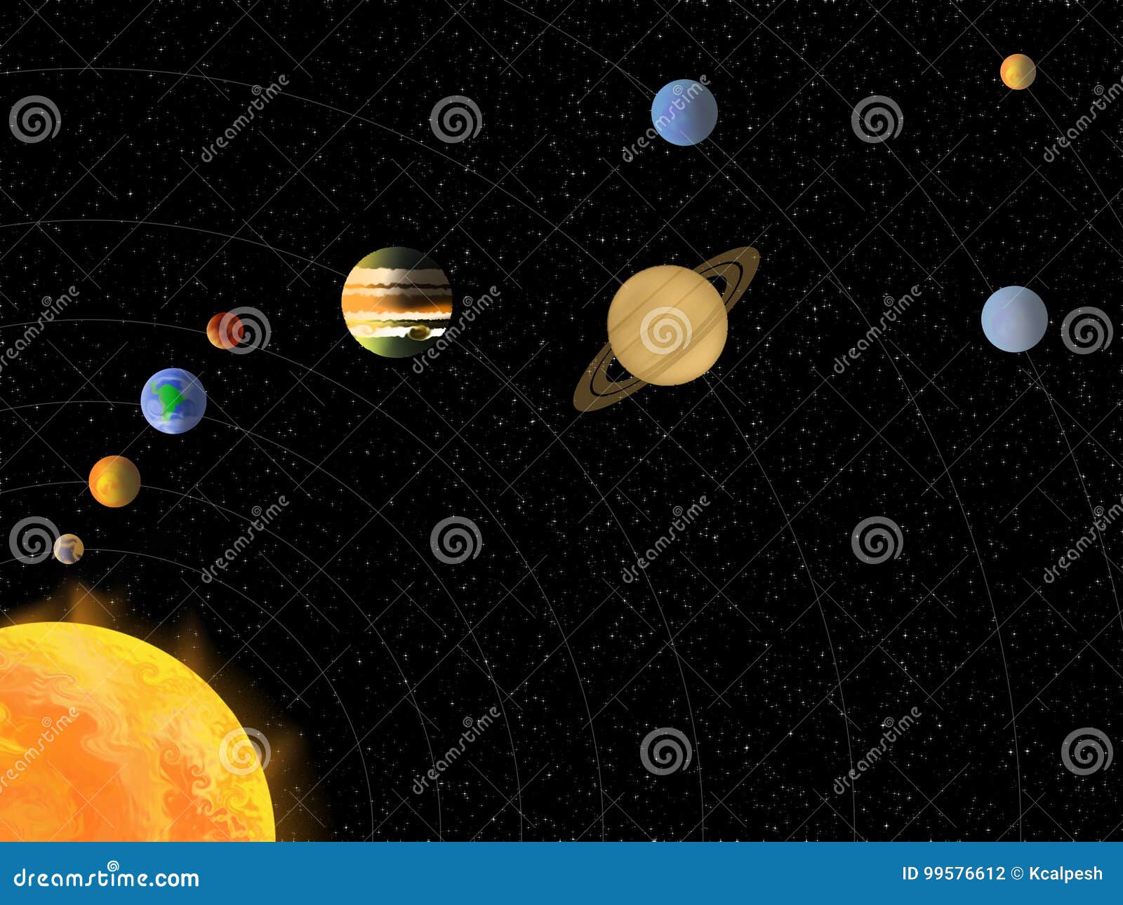 Solar System Without Names Of Planets Stock Illustration