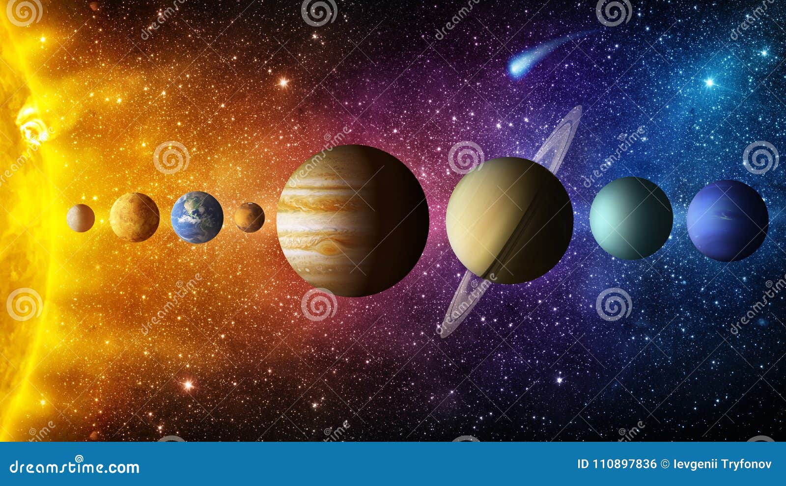 solar system planet, comet, sun and star. s of this image furnished by nasa.
