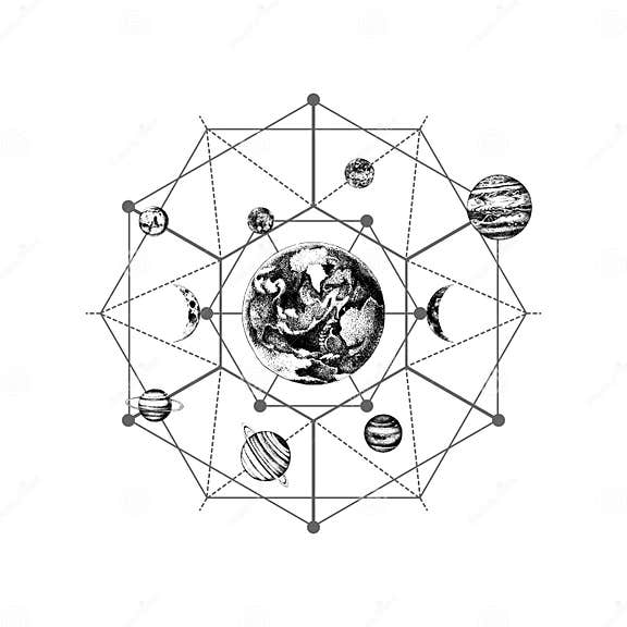 Solar System Sacred Geometry Stock Vector - Illustration of science ...