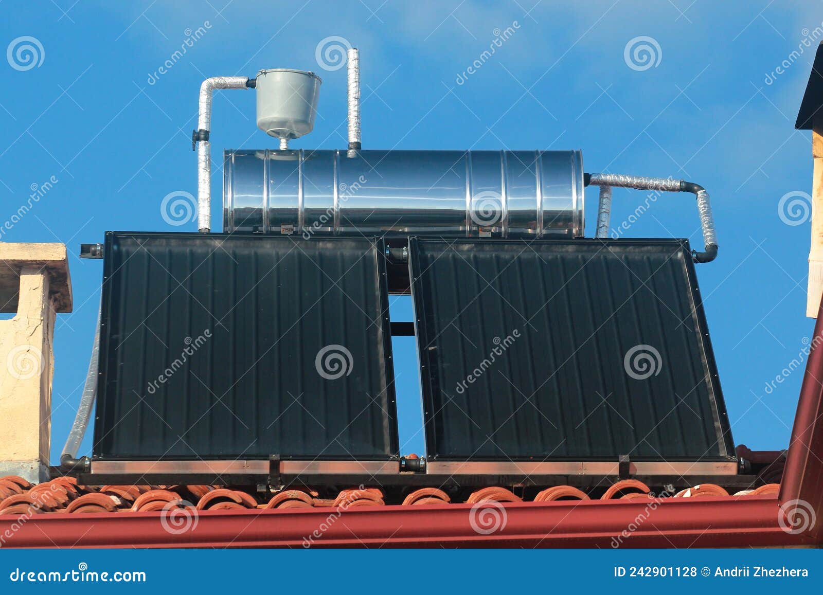 Solar Water Heating System on the Rooftops Stock Photo Image of