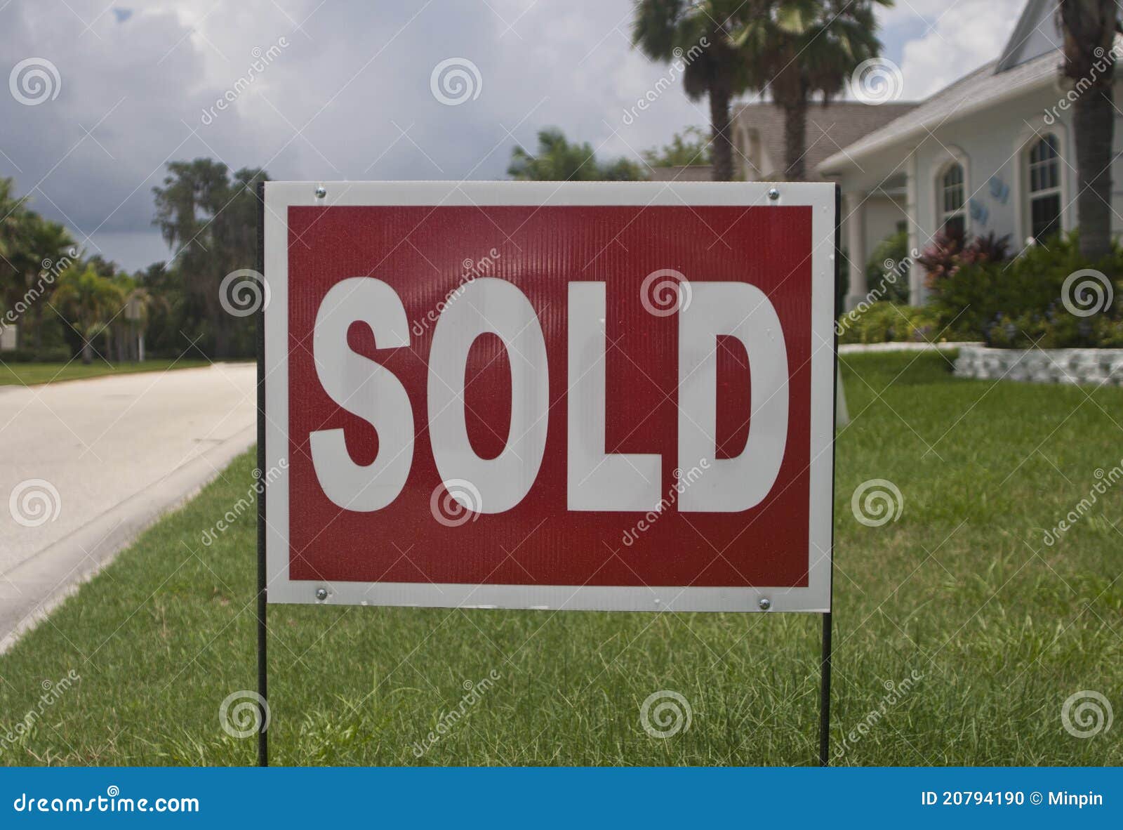 Sold House Sign stock photo. Image of sign, palm, description 20794190