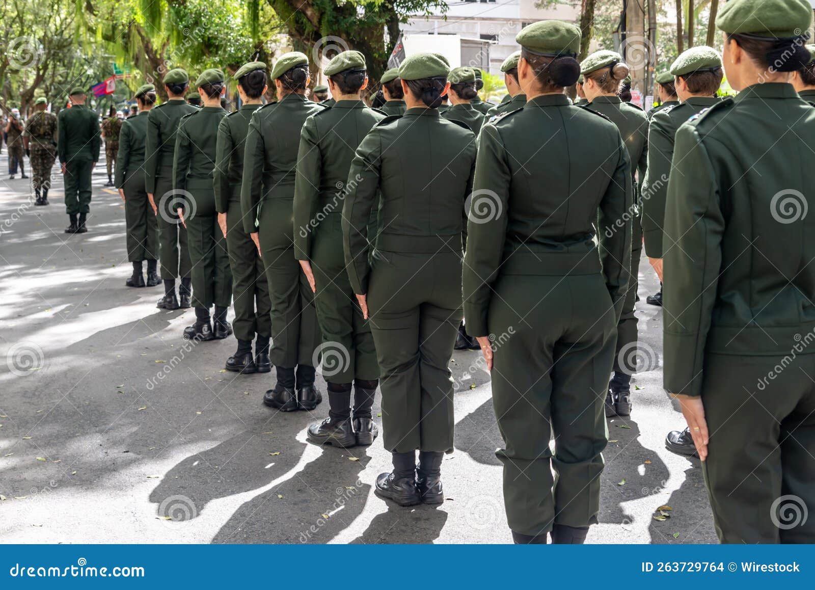 Soldado Feminino Do Exército Brasileiro Desfilando No Dia Da