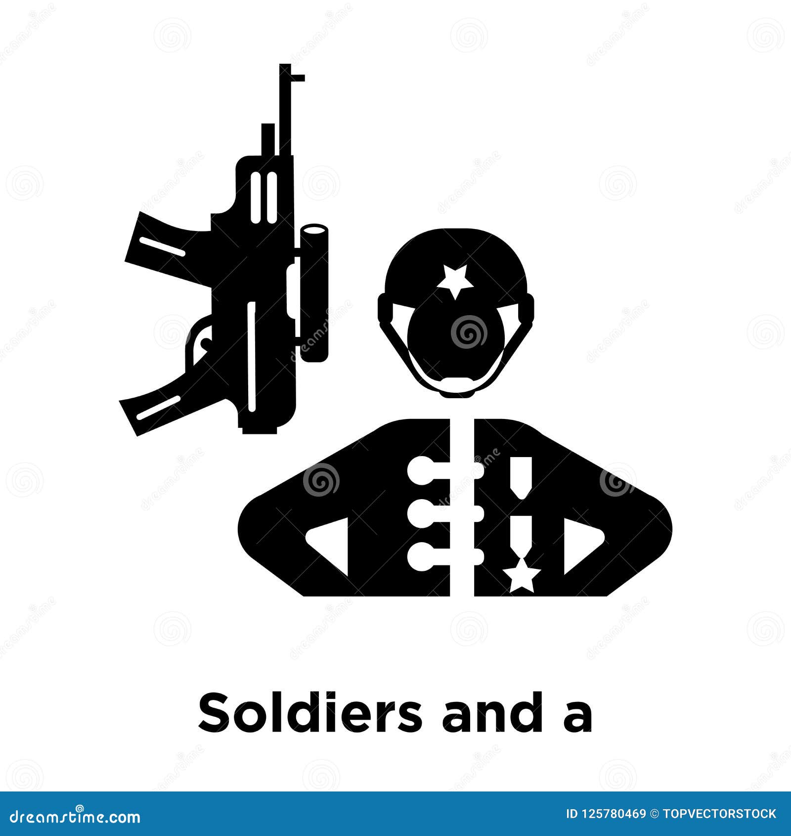 Soldados Y Un Vector Del Icono Del Arma Aislado En El Fondo Blanco