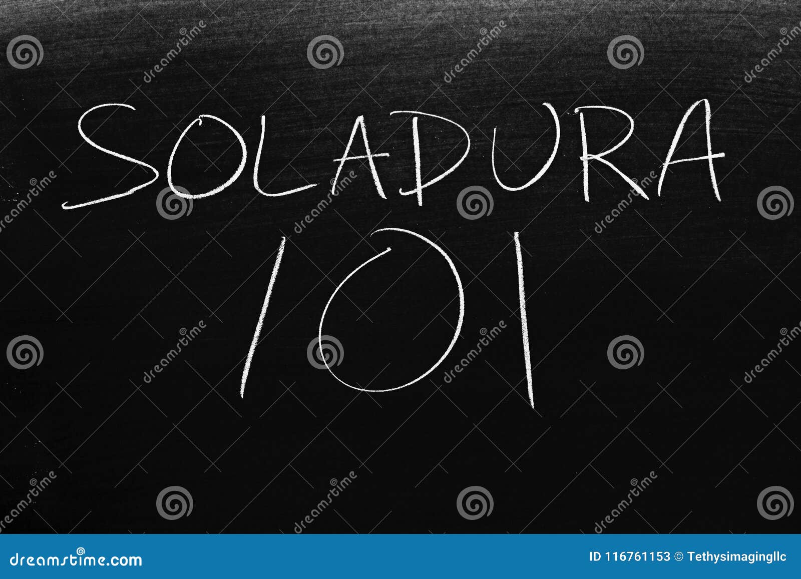 soldadura 101 on a blackboard. translation: welding 101