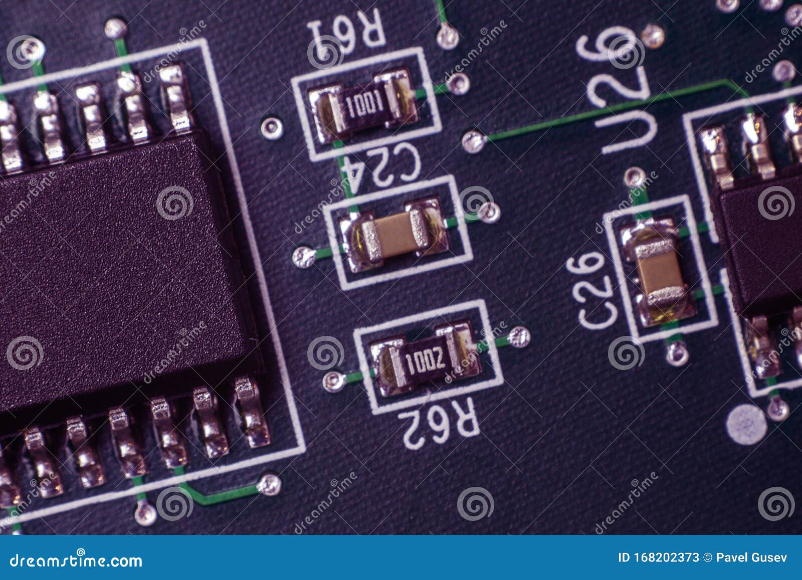 Soldered Motherboard Components. Elements on Which Computer Operation