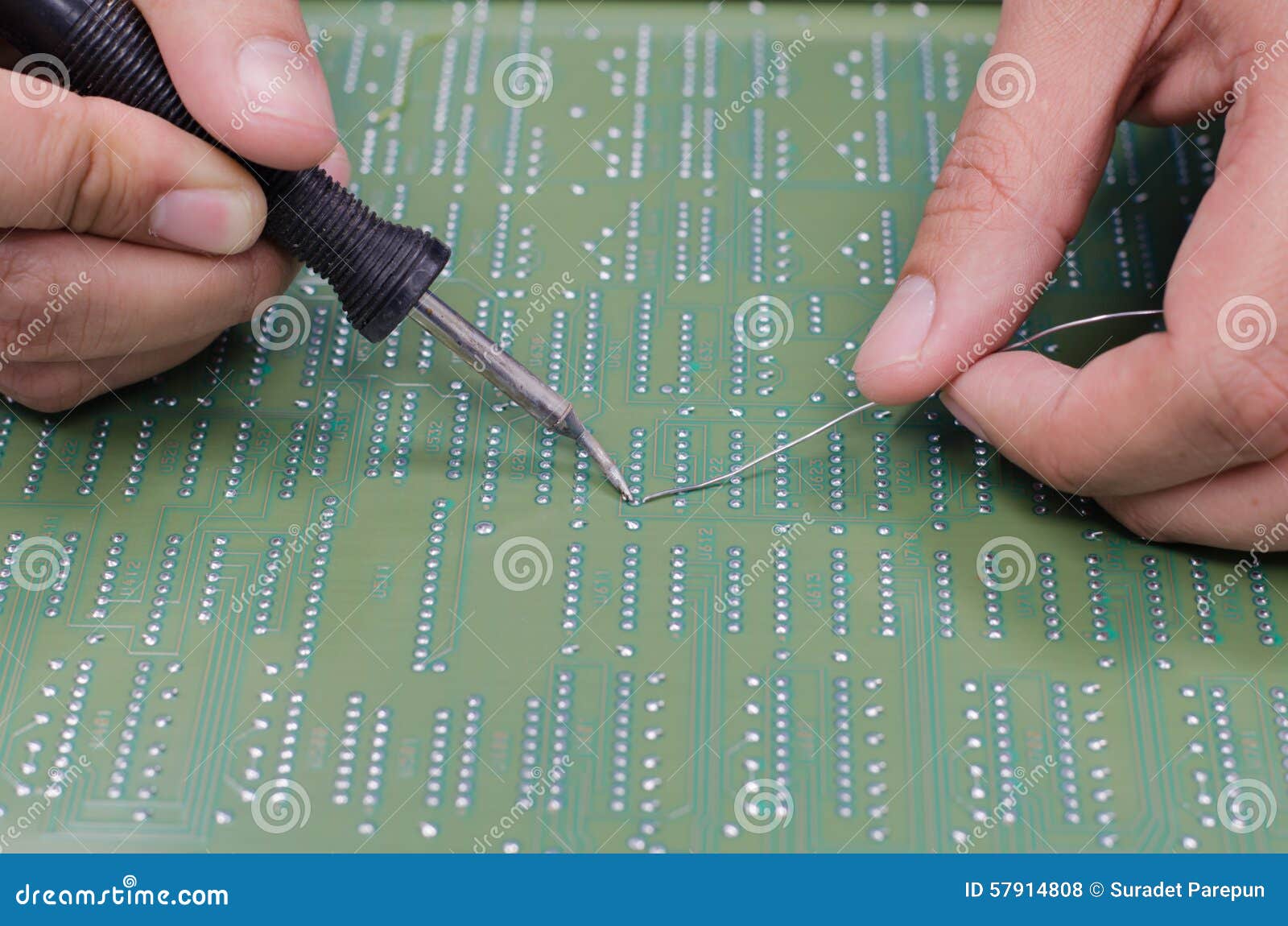 Soldering And Electronic Board Stock Photography