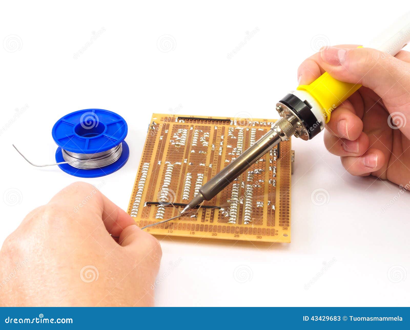 Soldering an Electronics Board Stock Image Image of repairing, white