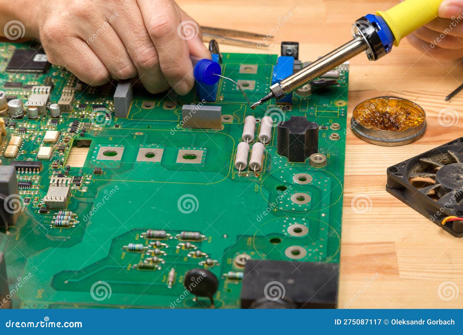Soldering Iron. Repairing Electronic Component Stock Image Image of