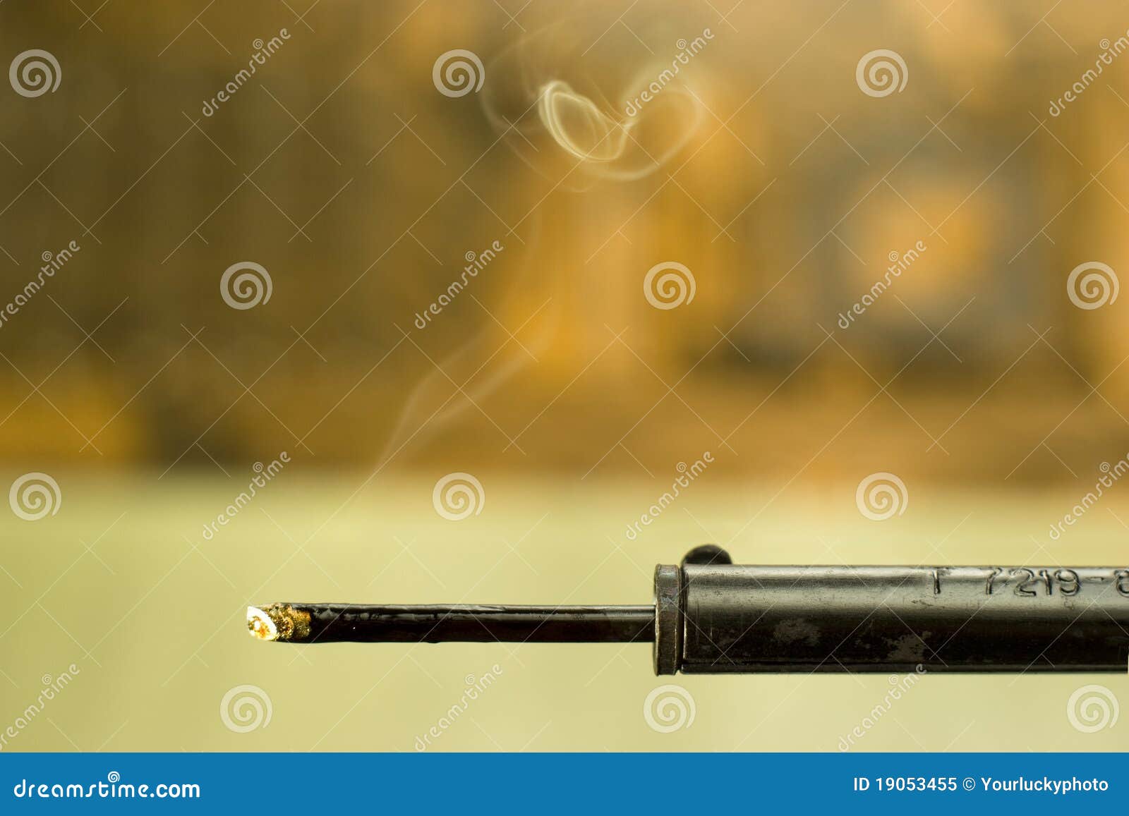 Soldering iron with smoke stock image. Image of electrical 19053455