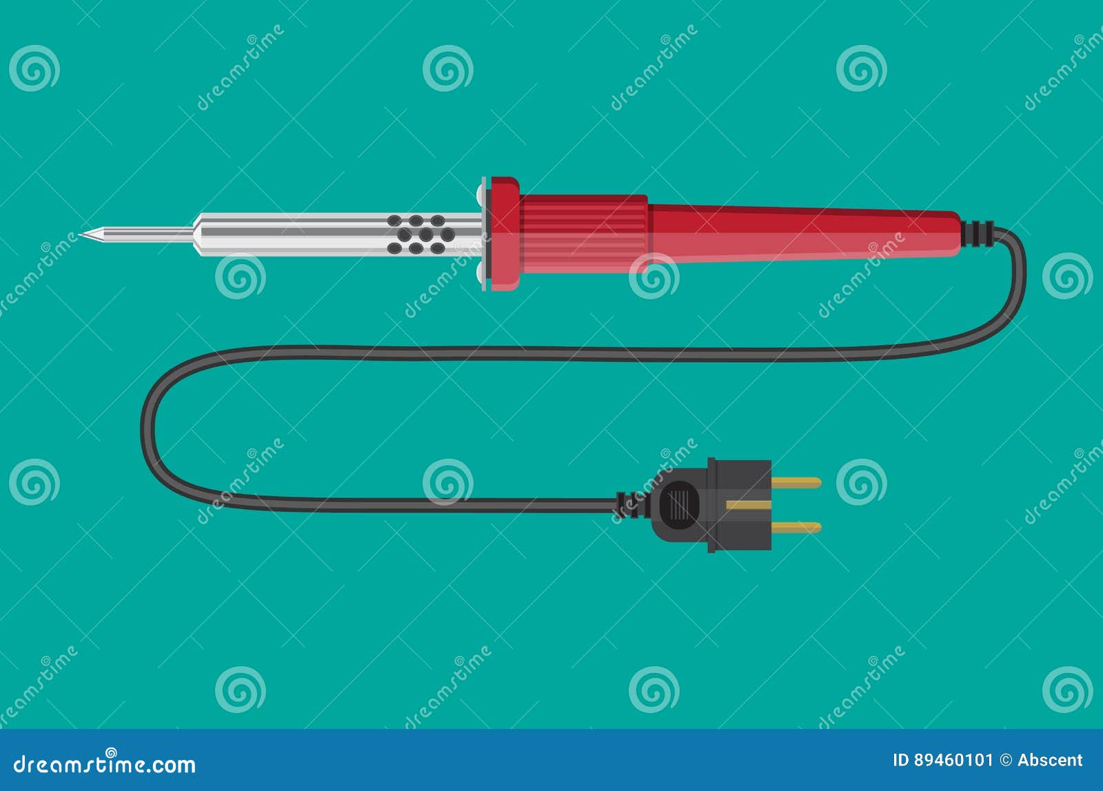 Soldering Iron Tool with Plastic Handle and Plug Stock Vector