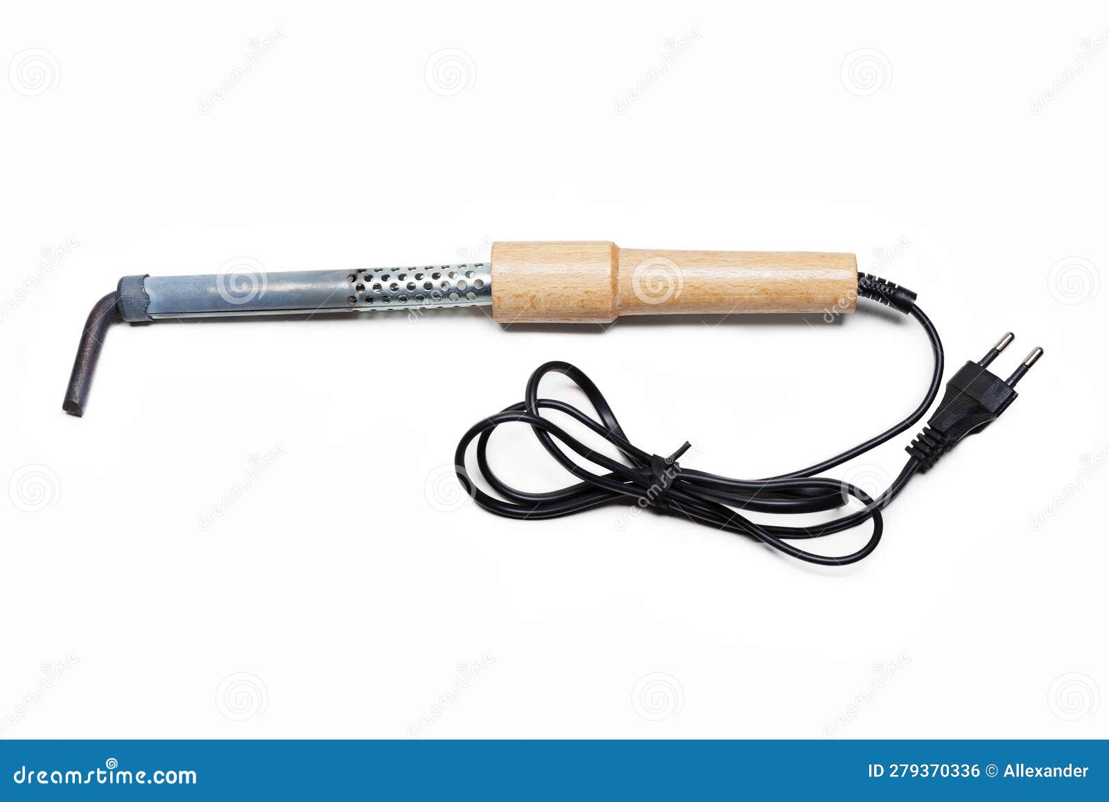 Soldering Iron with Wooden Handle Isolated on White Stock Photo Image
