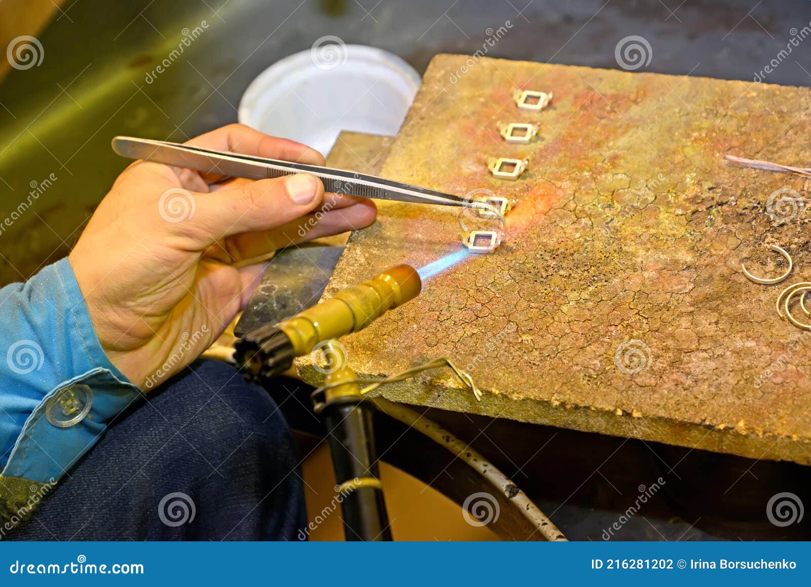 Soldering Jewelry with Gas Soldering Iron in the Workshop Stock Photo -  Image of product, worker: 216281202