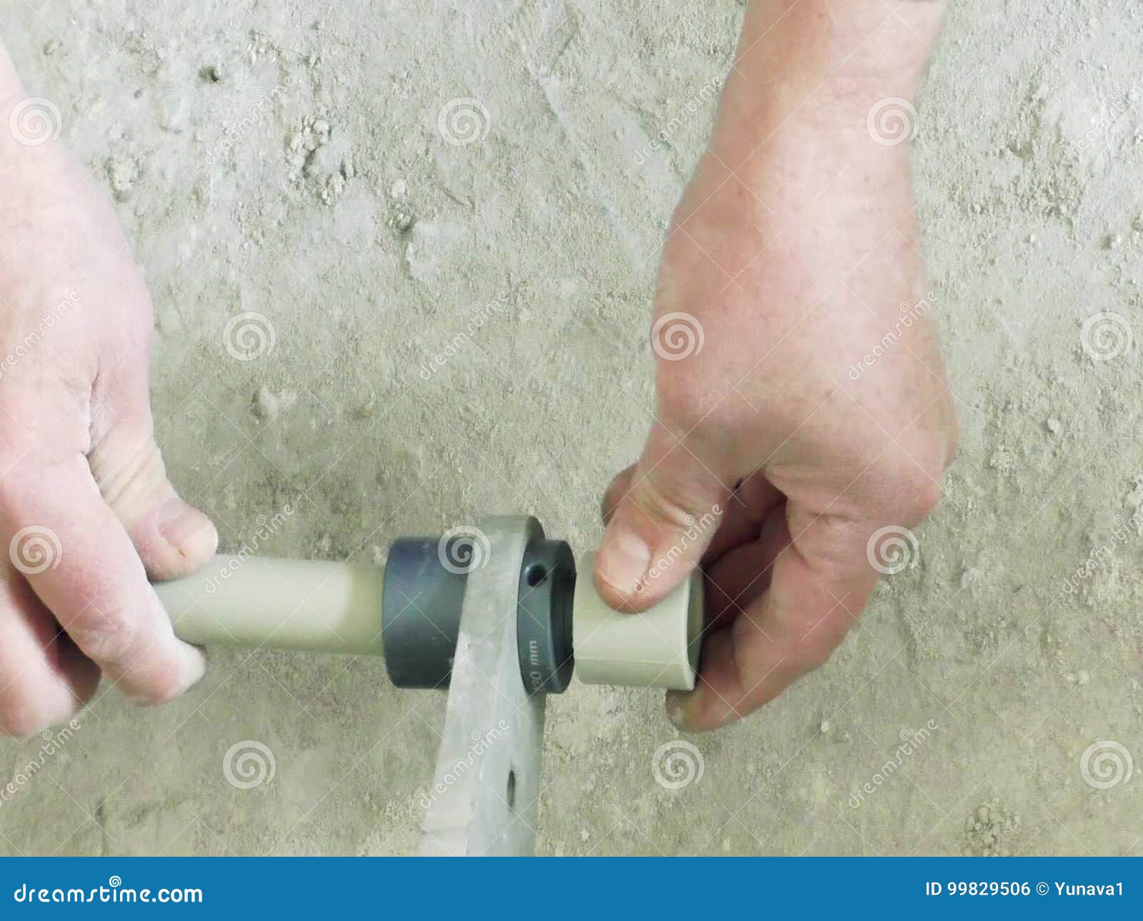 Soldering plastic pipe. stock footage. Video of connection 99829506