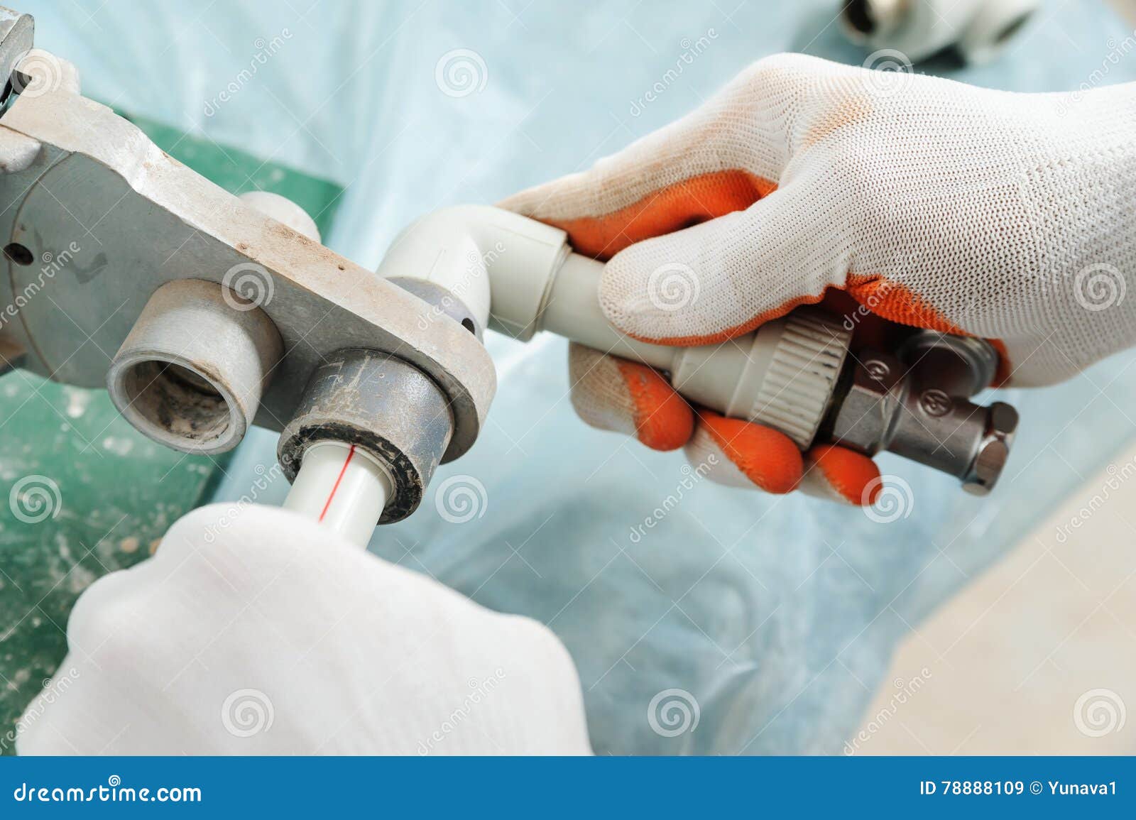 Soldering plastic pipe. stock image. Image of tube, plastic 78888109