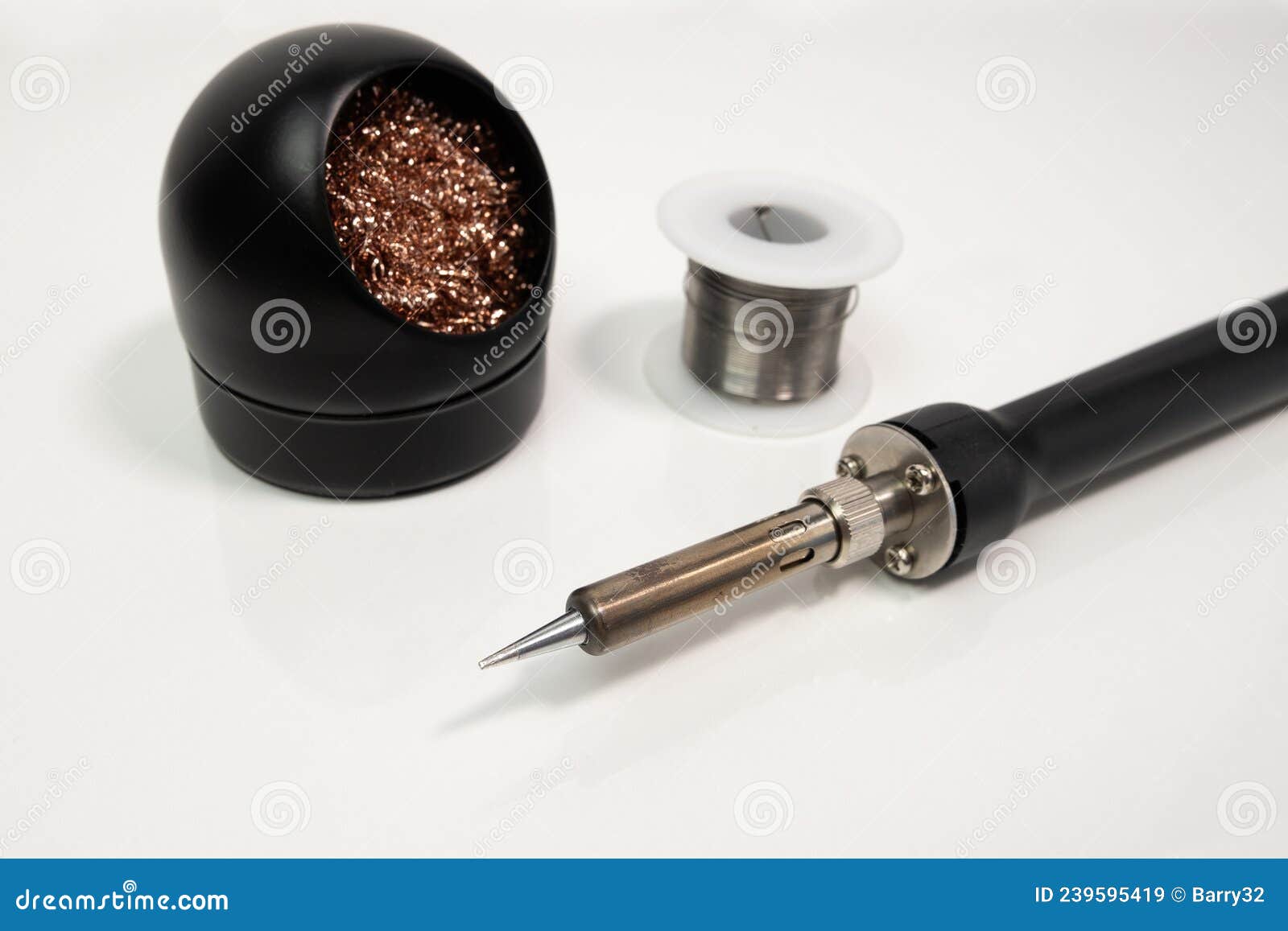 Soldering Tools. Solder Wire, Iron and Brass Wool on White Table Stock  Image - Image of wool, electronic: 239595419