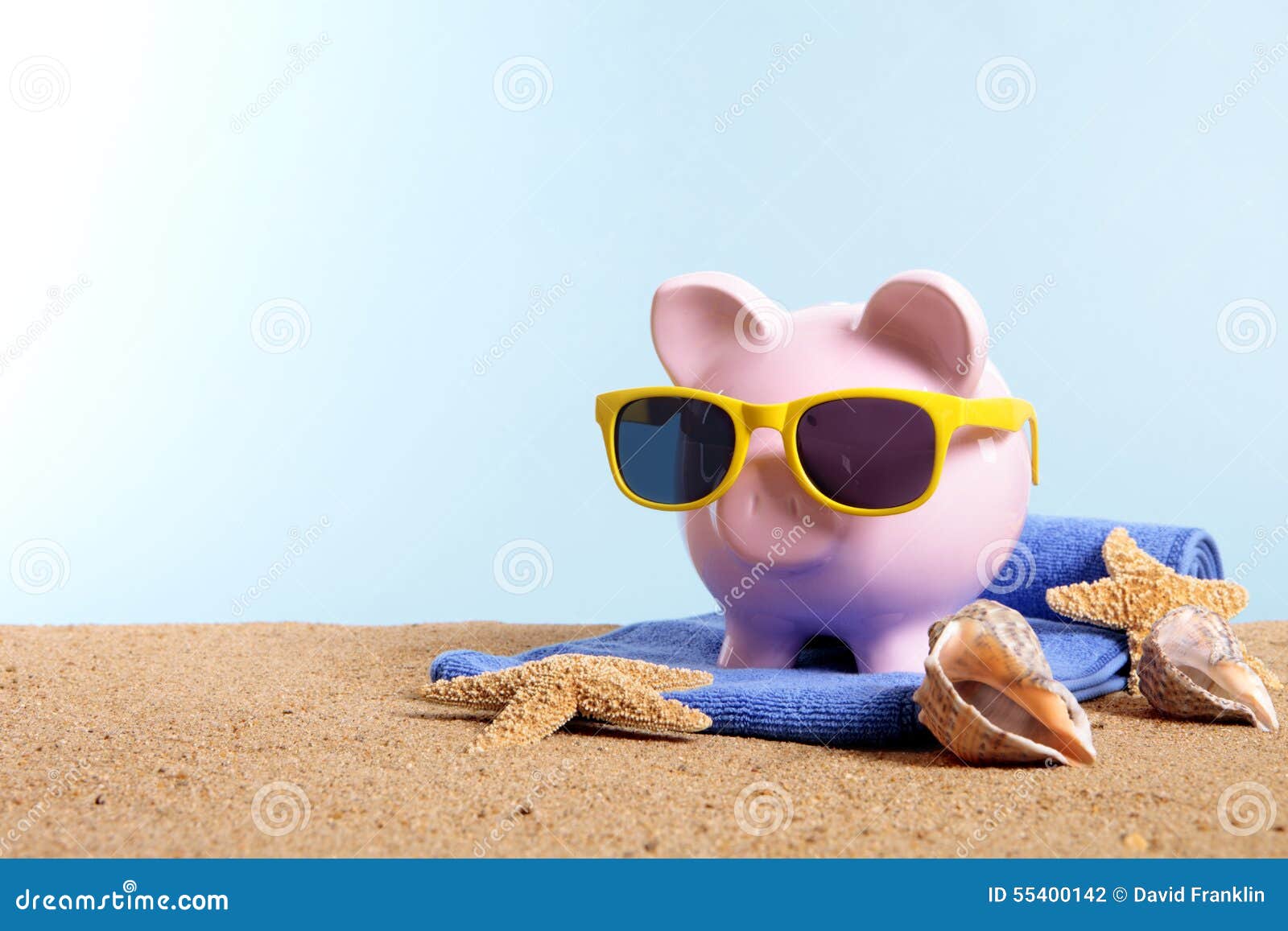 Soldi Di Vacanza Di Viaggio, Piano Pensionistico, Porcellino Salvadanaio  Sulla Spiaggia, Spazio Della Copia Fotografia Stock - Immagine di foto,  rosa: 55400142