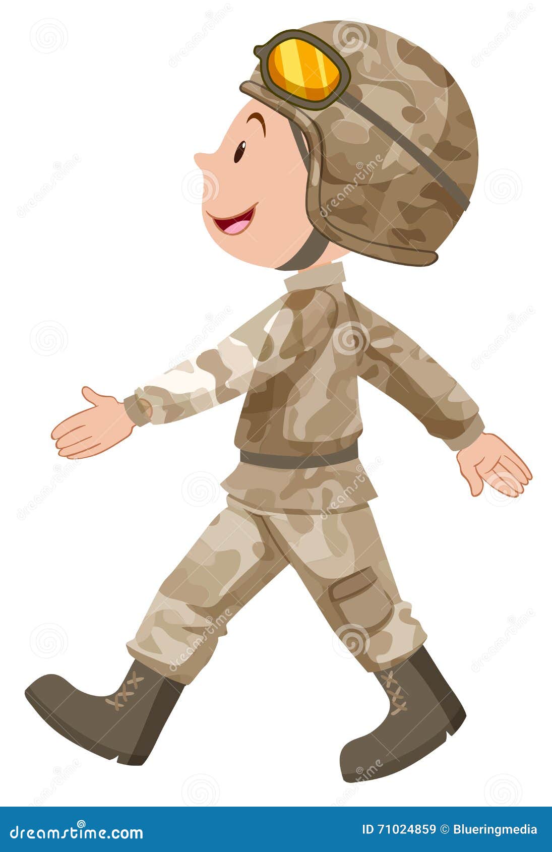 Soldier in Brown Uniform Walking Stock Vector Illustration of path