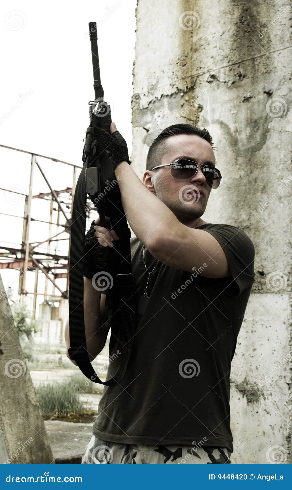 Soldier in Camouflage and Glasses Stock Photo Image of confidence
