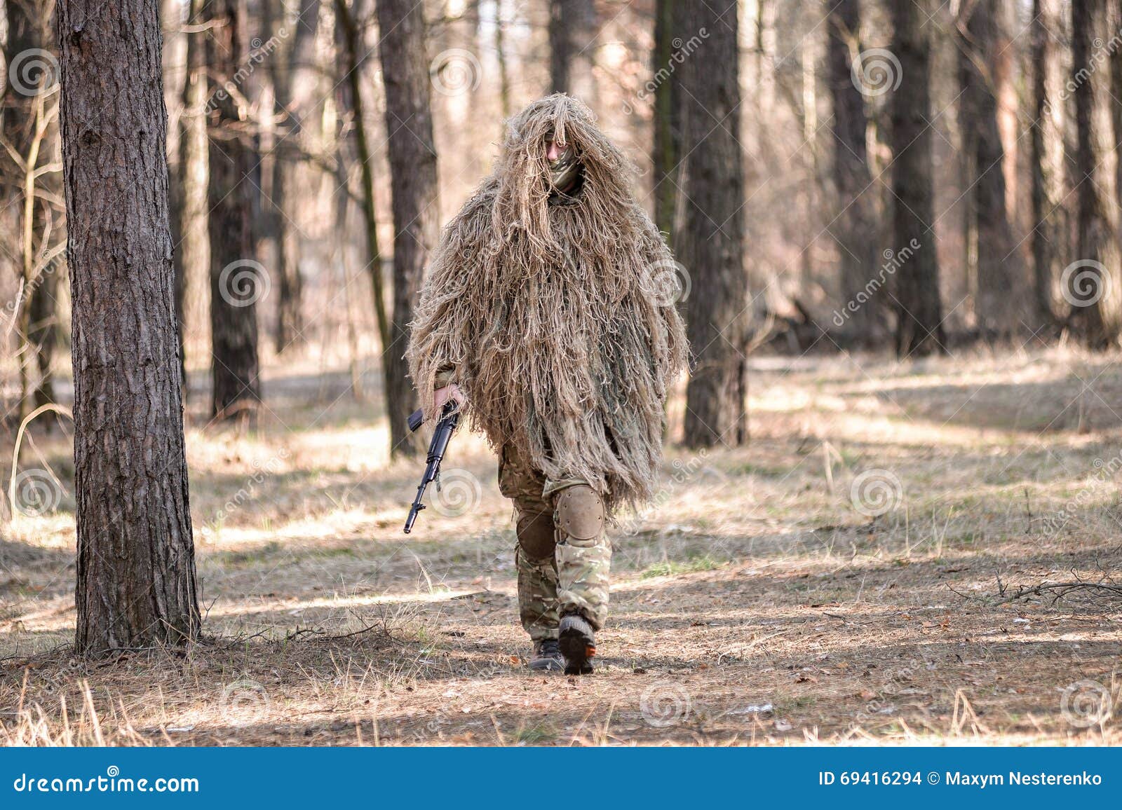 Sniper in Camouflaged Suit with Rifle Stock Image - Image of caucasian,  rifle: 69416251