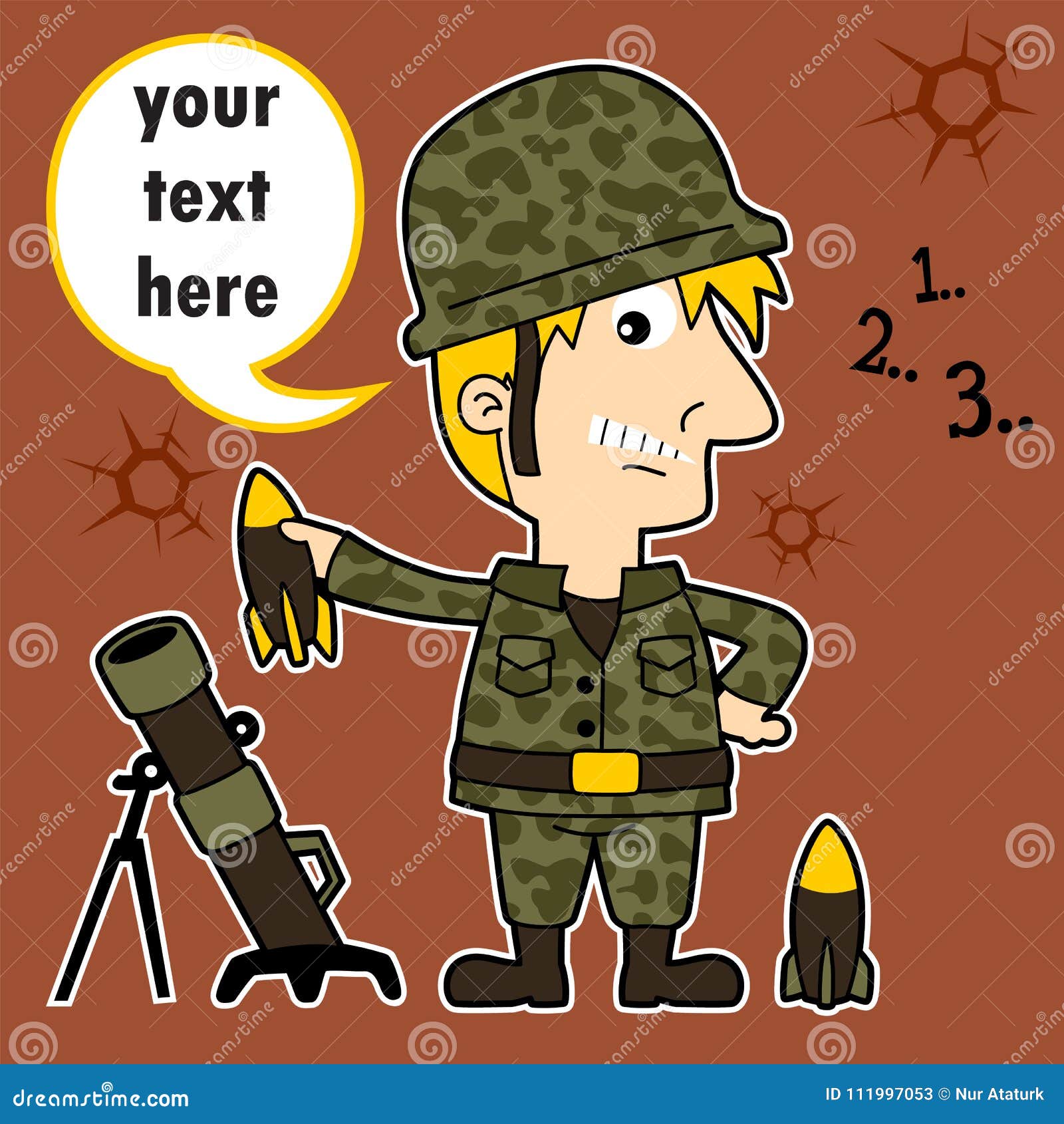 A Soldier Cartoon Ready To Fire with Mortar Launcher Stock Vector -  Illustration of graphic, army: 111997053