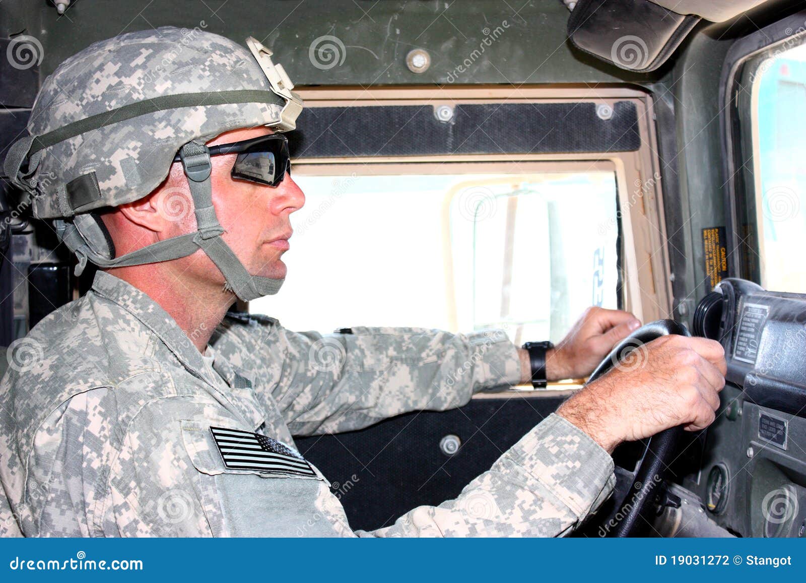 A soldier driving stock photo. Image of flag, green, protection 19031272