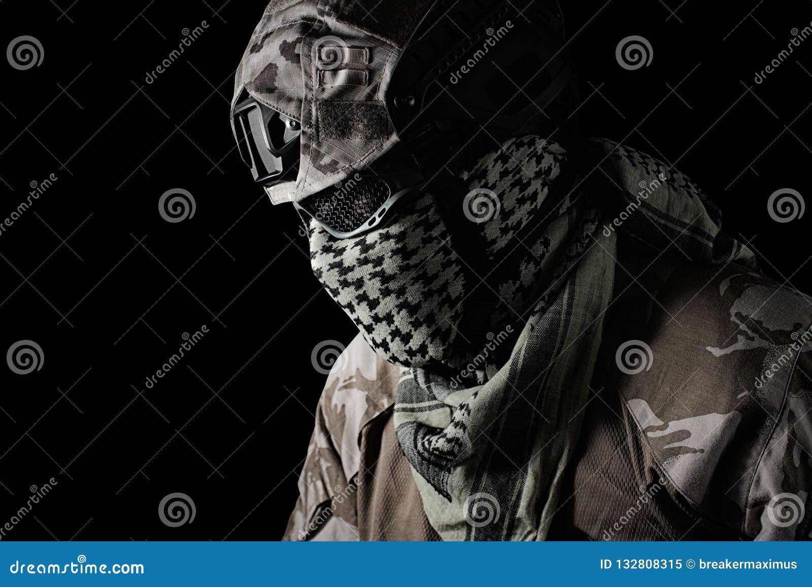 Soldier Equipped Head Profile Stock Image Image Of Black Head 132808315