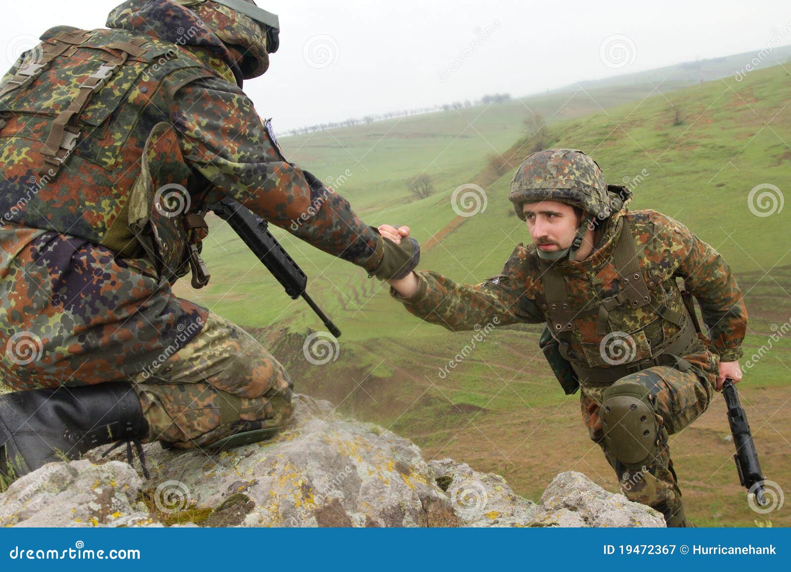 Soldier Gives Hand To His Partner Stock Image Image of equipment