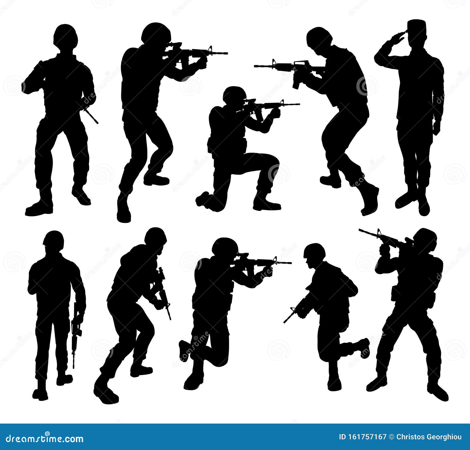 Soldier High Quality Silhouettes Stock Vector - Illustration of ...