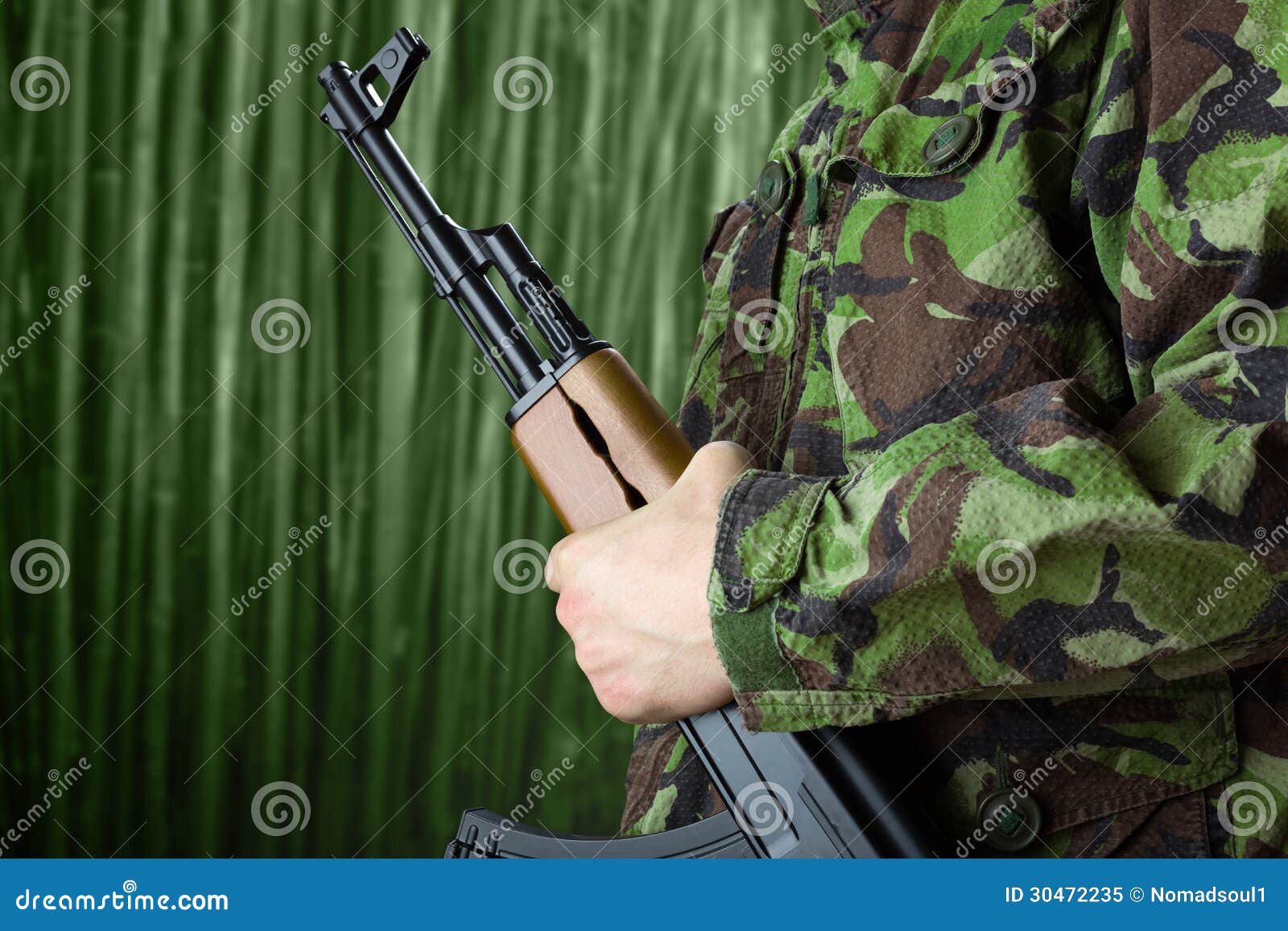Soldier Holding Rifle AK47 Stock Image Image of forest, jihad 30472235