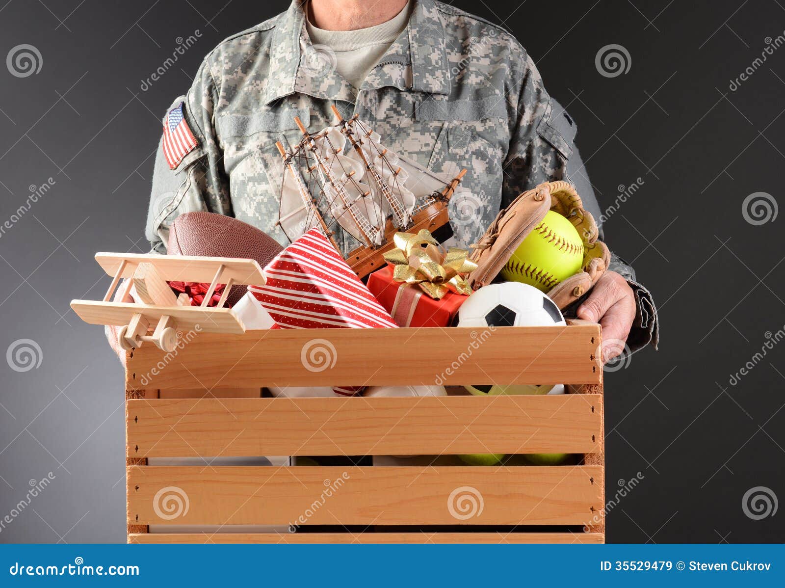 Soldier Holding Toy Drive Box Royalty Free Stock Images ...
