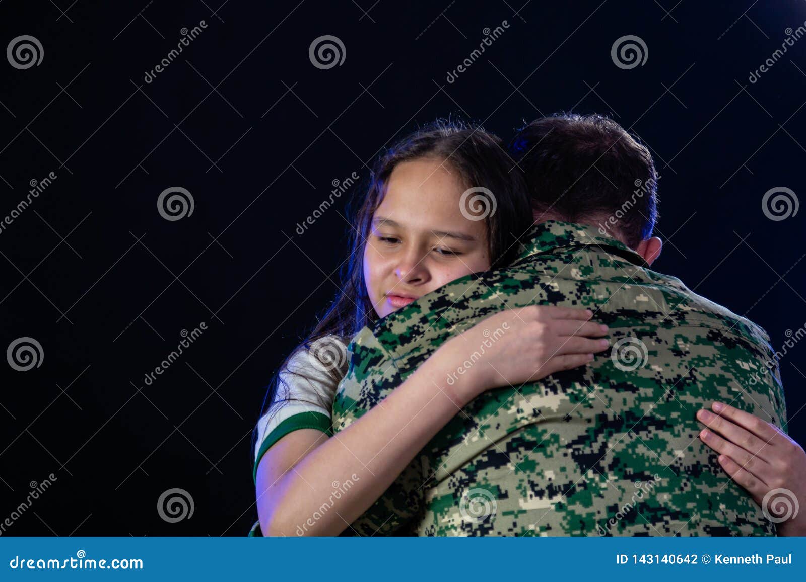 Soldier Hugs Daughter on Departing or Returning Stock Photo Image of