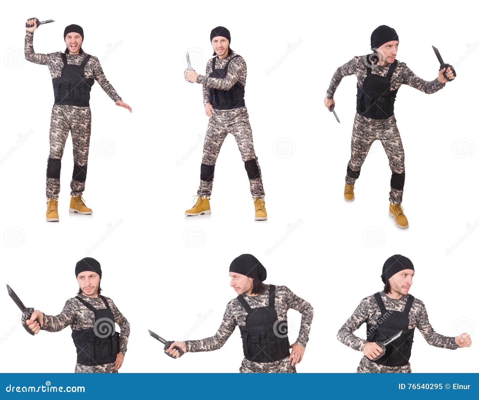 The Soldier with Knife Isolated on White Stock Image Image of fighter