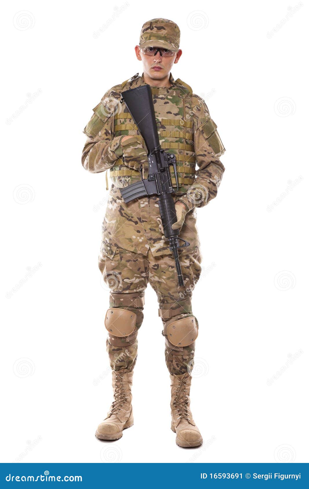 Soldier with rifle stock image. Image of airsoft, army - 16593691