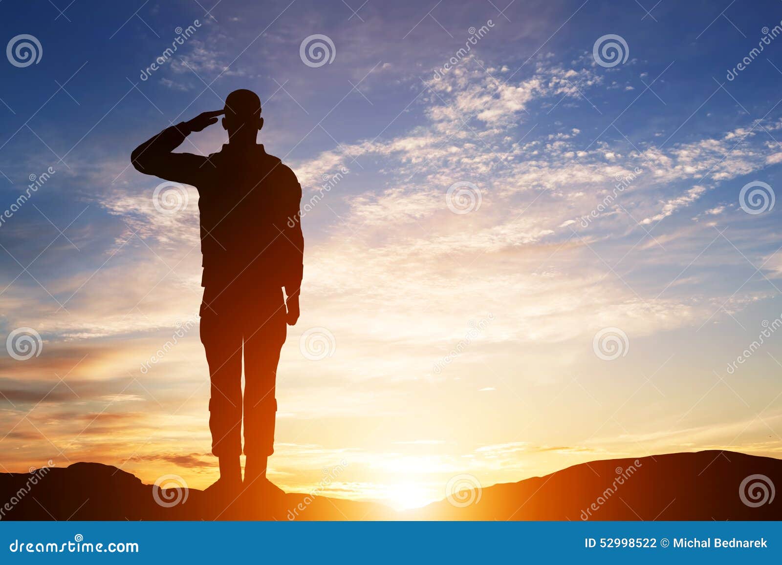 soldier salute. silhouette on sunset sky. army, military.
