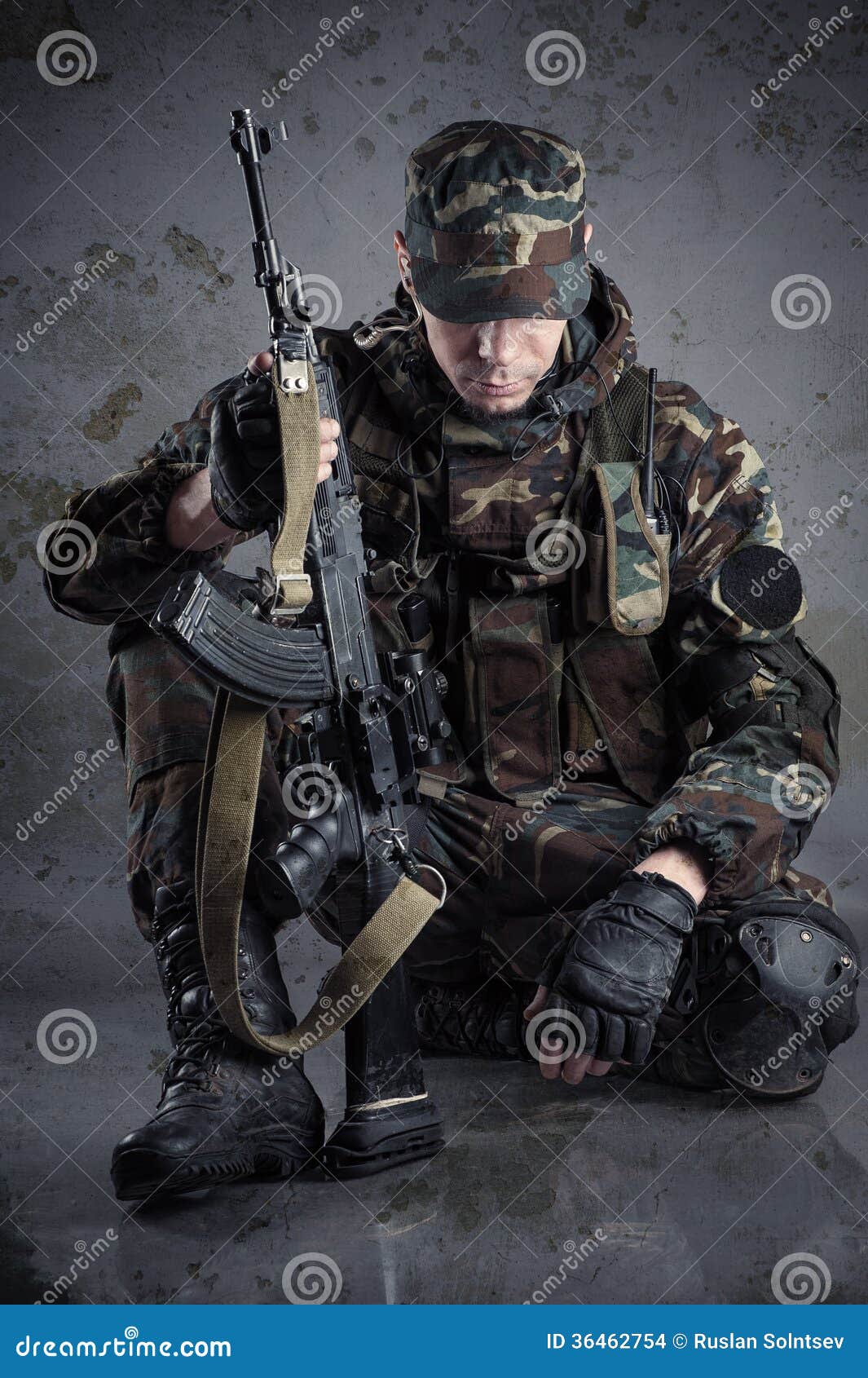 Soldier Sitting on the Floor Stock Photo Image of handsome, kneeling